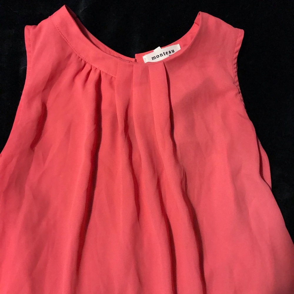 Monteau Sheer pink blouse tank